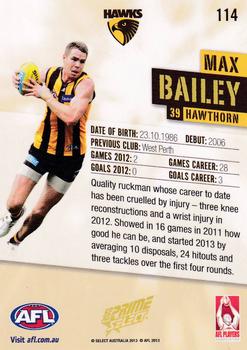 2013 Select Prime AFL #114 Max Bailey Back